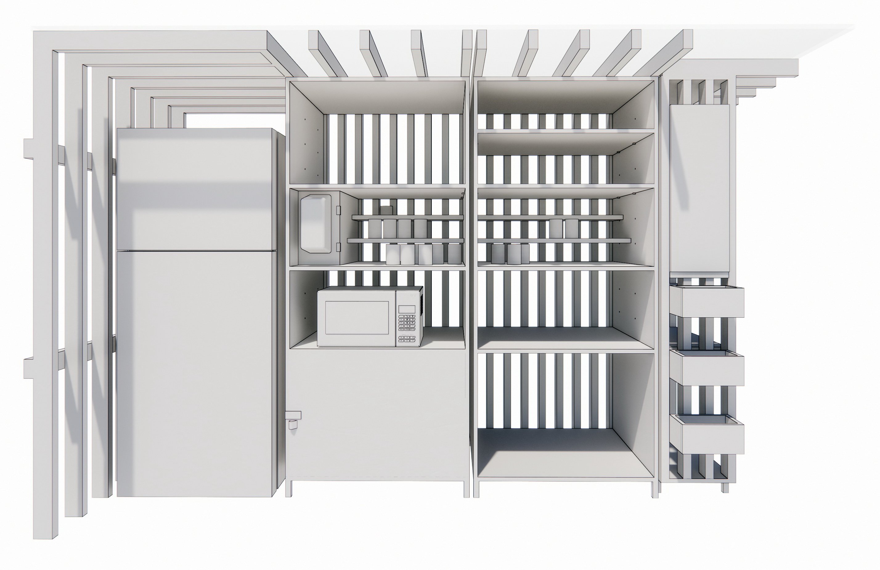 Drawing of modular community fridge structure